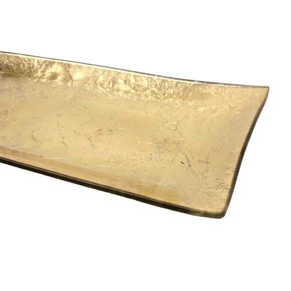 Vintage Gold Foil Art Glass Tray Decorative Vanity Serving Tray 13.5 x 5" - Picture 7 of 9